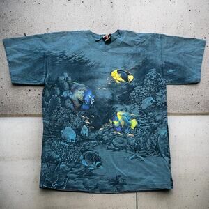 VINTAGE 90s AOP Ocean T-Shirt Size XL Rare Graphic Print Streetwear Signal